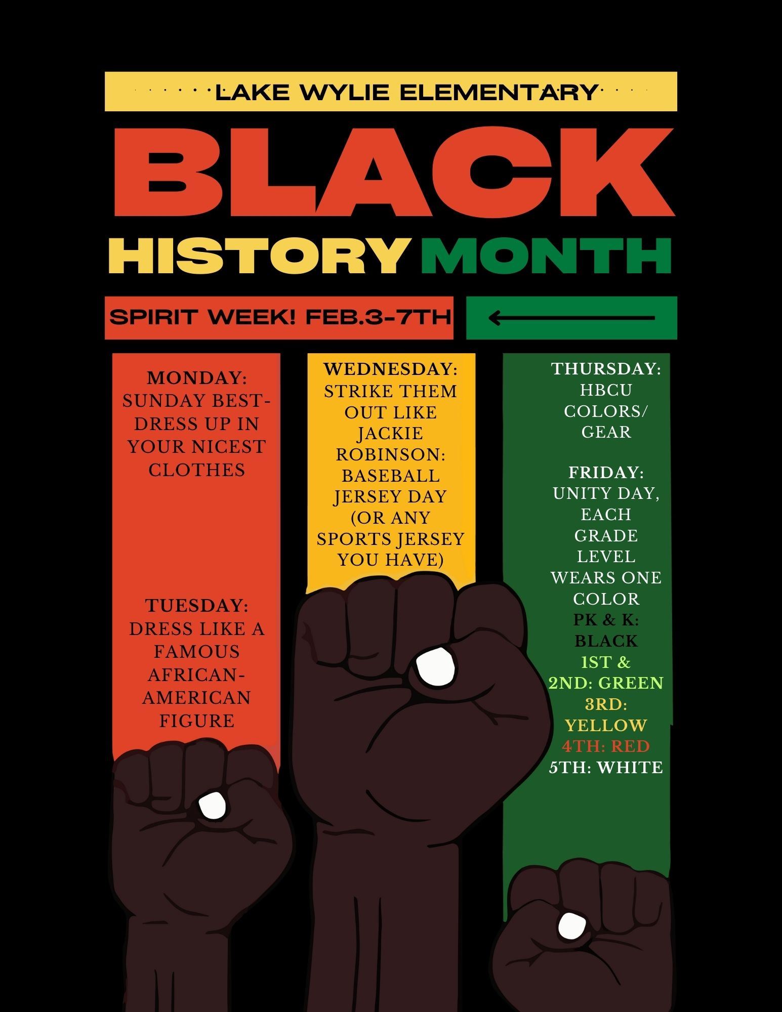  Black History Month Spirit Week